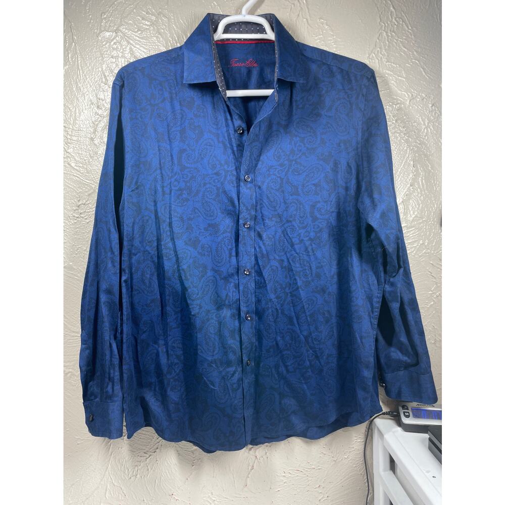 Tasso Elba Mens Stretch Paisley Stripe Shirt size XL 17, 17.5